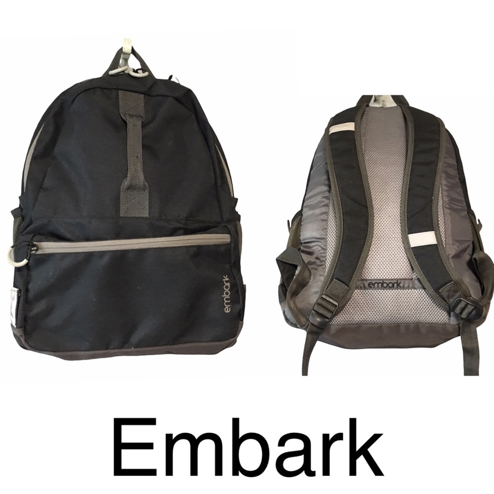 Embark Backpack Charcoal color PADDED STRAPS Handle on front Unisex NWOT